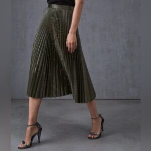 NWT REISS Evie Metallic Pleated Skirt
